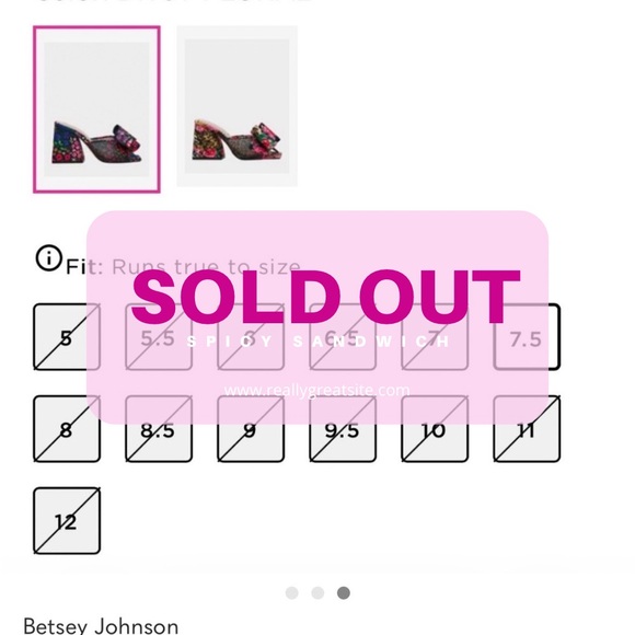 Betsey Johnson JORDYN Black Floral Bow Block Heel Mules - Picture 3 of 3